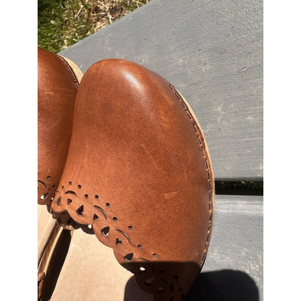 Dansko Women’s Brown Leather Scalloped Slingback Clogs Buckle Strap  EU 41 - Picture 7 of 16